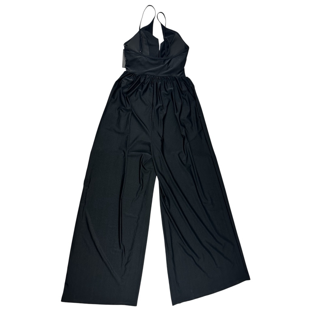 NWT Klassy Network Black V-Neck Wide Leg Jumpsuit Women’s Size Medium - Picture 3 of 10